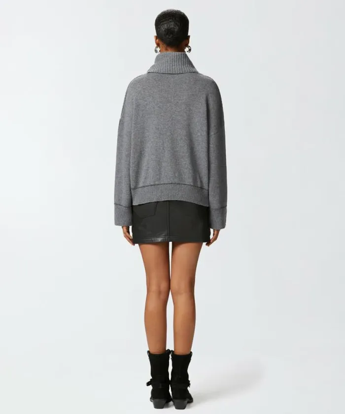 Women Knitwear Pinko Fine Wool And Cashmere Turtleneck Jumper Folklore Grey Women Knitwear Pinko Fine Wool And Cashmere Turtleneck Jumper Folklore Grey