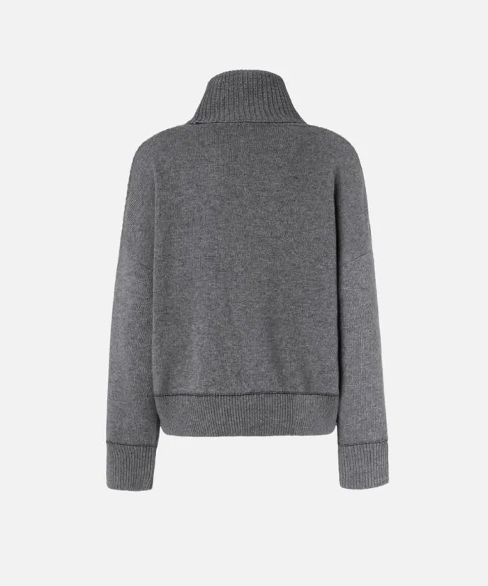 Women Knitwear Pinko Fine Wool And Cashmere Turtleneck Jumper Folklore Grey Women Knitwear Pinko Fine Wool And Cashmere Turtleneck Jumper Folklore Grey