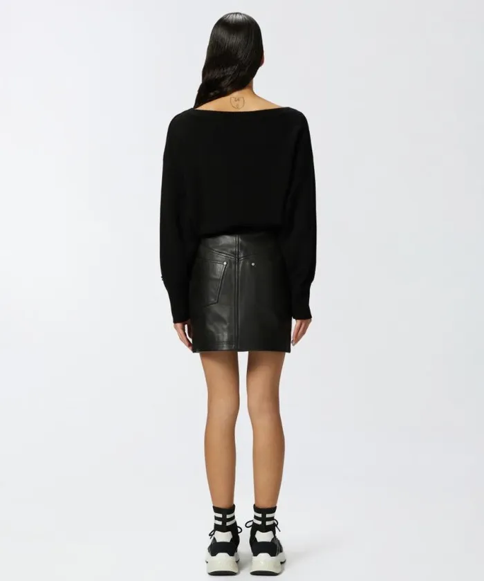 Women Knitwear Pinko Une Femme Boatneck Wool Pullover Blackwhite