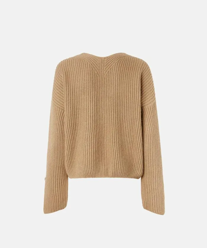 Women Knitwear Pinko Vneck Rib Jumper Beige 8211 Light Brown Women Knitwear Pinko Vneck Rib Jumper Beige 8211 Light Brown