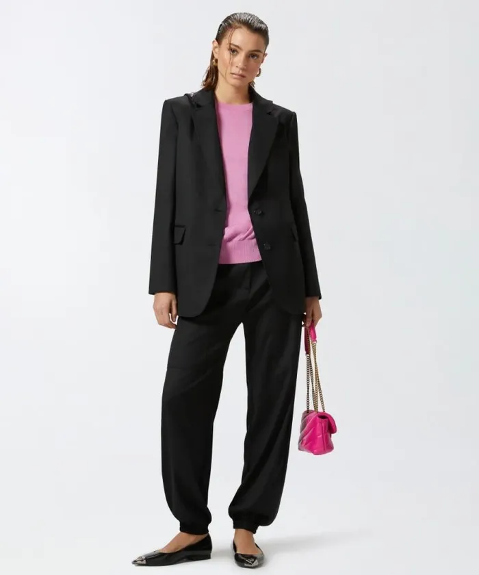 Women Knitwear Pinko Wool Sweater With Side Buttons Fuchsia Pink Women Knitwear Pinko Wool Sweater With Side Buttons Fuchsia Pink