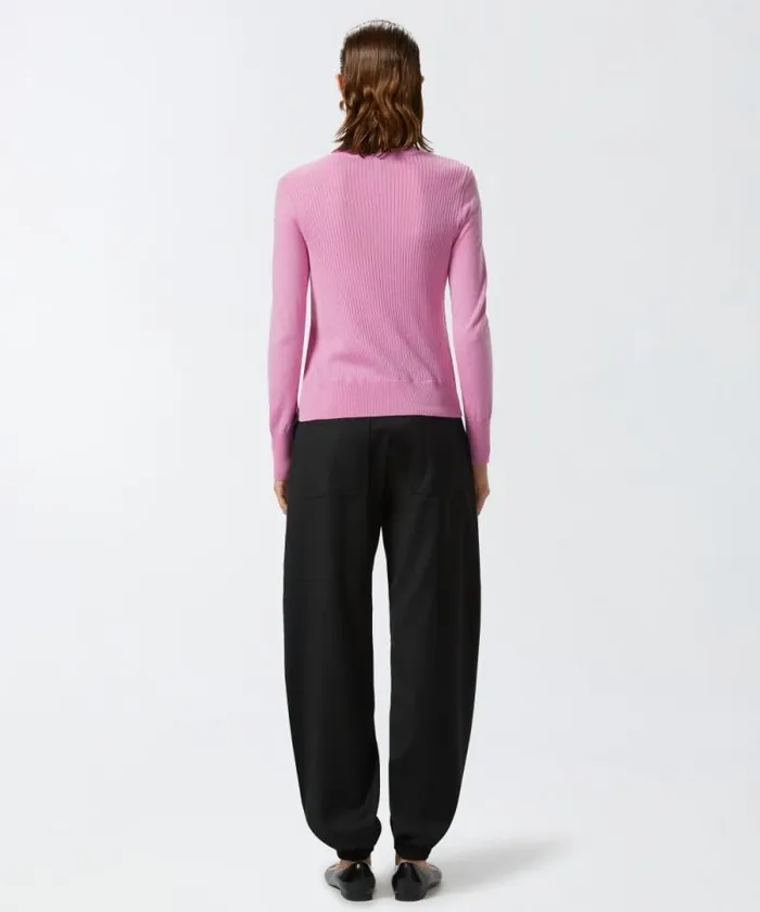 Women Knitwear Pinko Wool Sweater With Side Buttons Fuchsia Pink Women Knitwear Pinko Wool Sweater With Side Buttons Fuchsia Pink