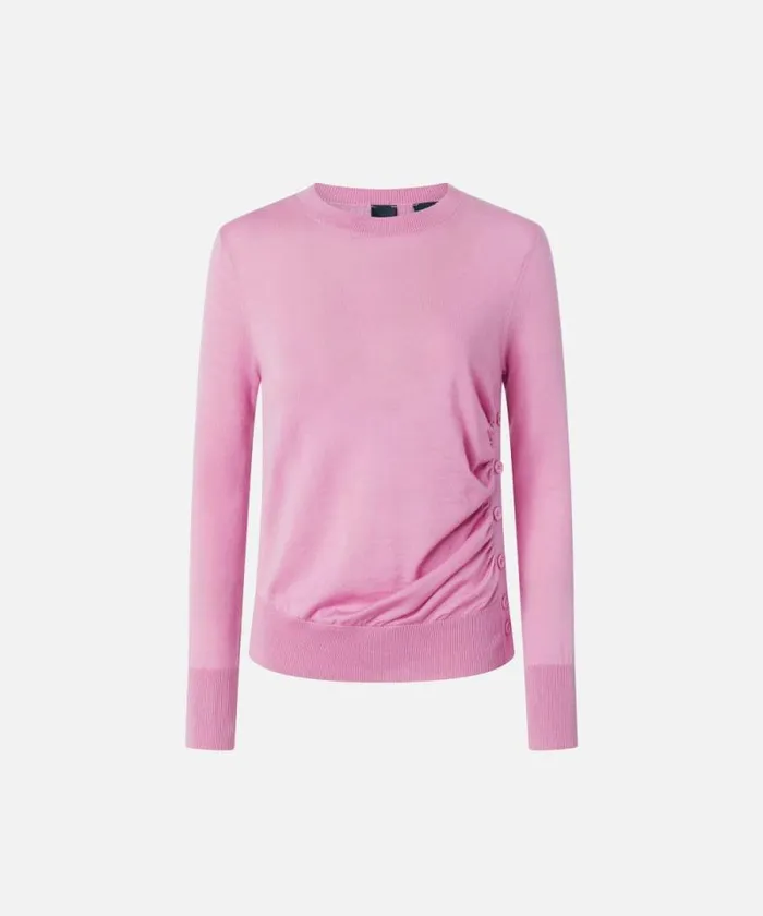 Women Knitwear Pinko Wool Sweater With Side Buttons Fuchsia Pink Women Knitwear Pinko Wool Sweater With Side Buttons Fuchsia Pink