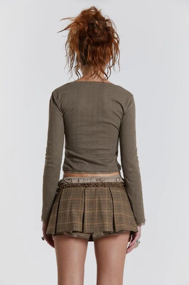 Women Lace Up Pointelle Bustier Office Top Jaded London Knitwear