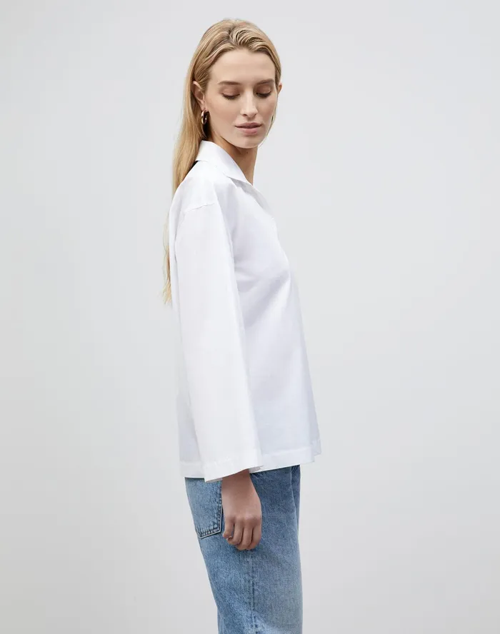 Women Lafayette 148 New York Blouses and Shirts PlusSize Dales Shirt In Italian Sculpted KindCotton White3