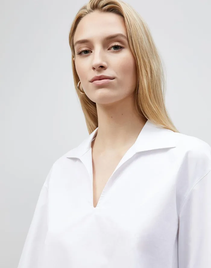 Women Lafayette 148 New York Blouses and Shirts PlusSize Dales Shirt In Italian Sculpted KindCotton White3