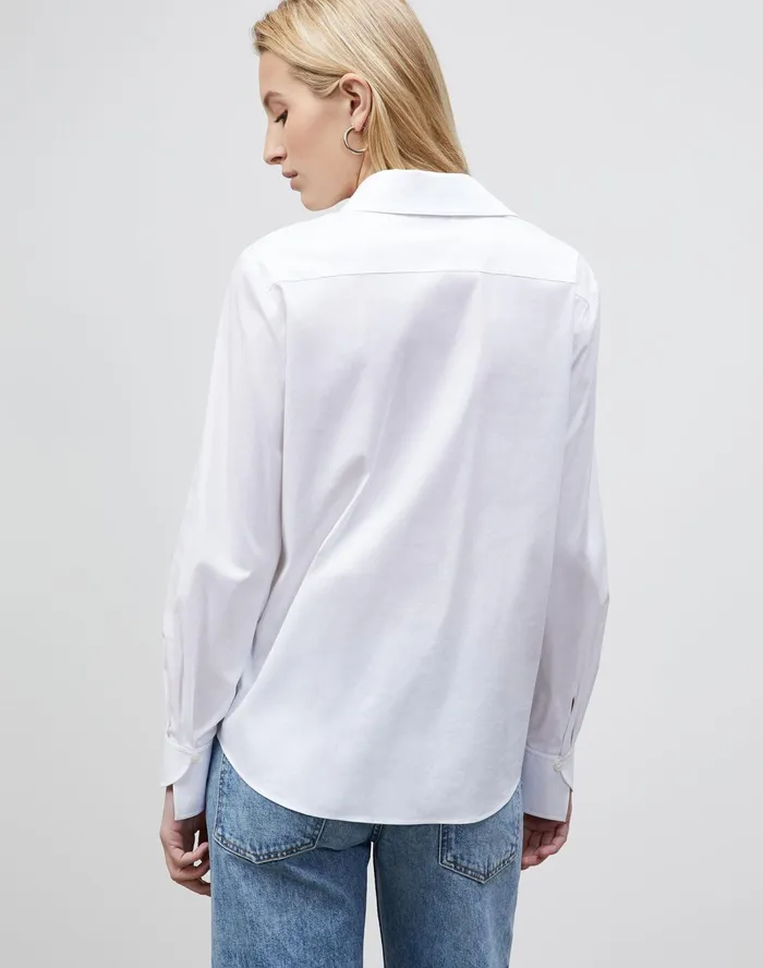 Women Lafayette 148 New York Blouses and Shirts PlusSize Wright Shirt In Italian Stretch Cotton White
