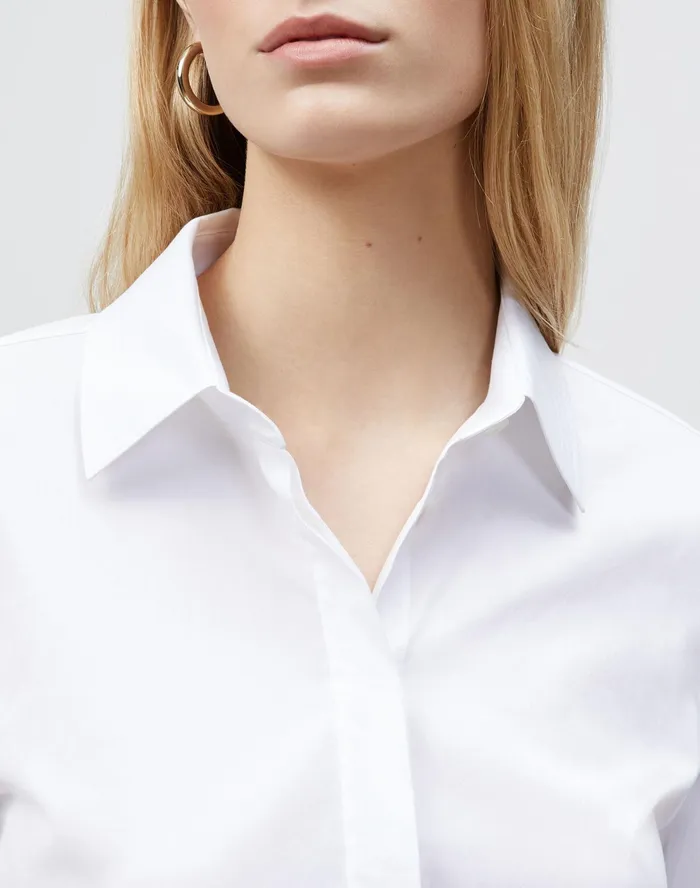 Women Lafayette 148 New York Blouses and Shirts PlusSize Wright Shirt In Italian Stretch Cotton White