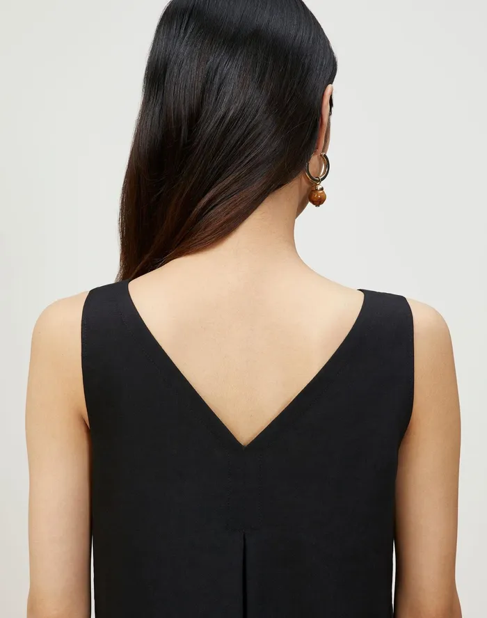 Women Lafayette 148 New York Dresses Hartley Convertible Dress In Aria Linen Black