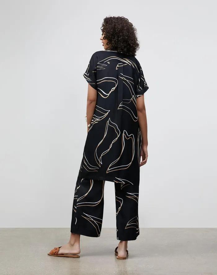 Women Lafayette 148 New York Dresses Sawyer Shirtdress In Garden Contour Print Black Multi