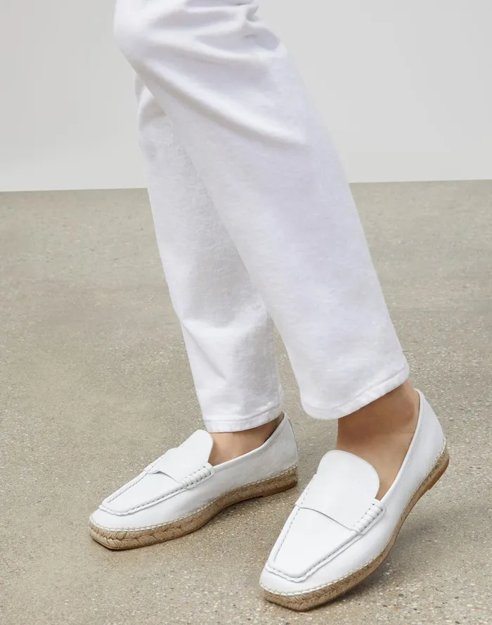 Women Lafayette 148 New York Flats Meline Espadrille Loafer In Nappa Leather White