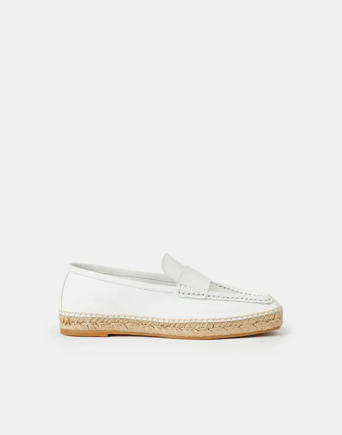 Women Lafayette 148 New York Flats Meline Espadrille Loafer In Nappa Leather White