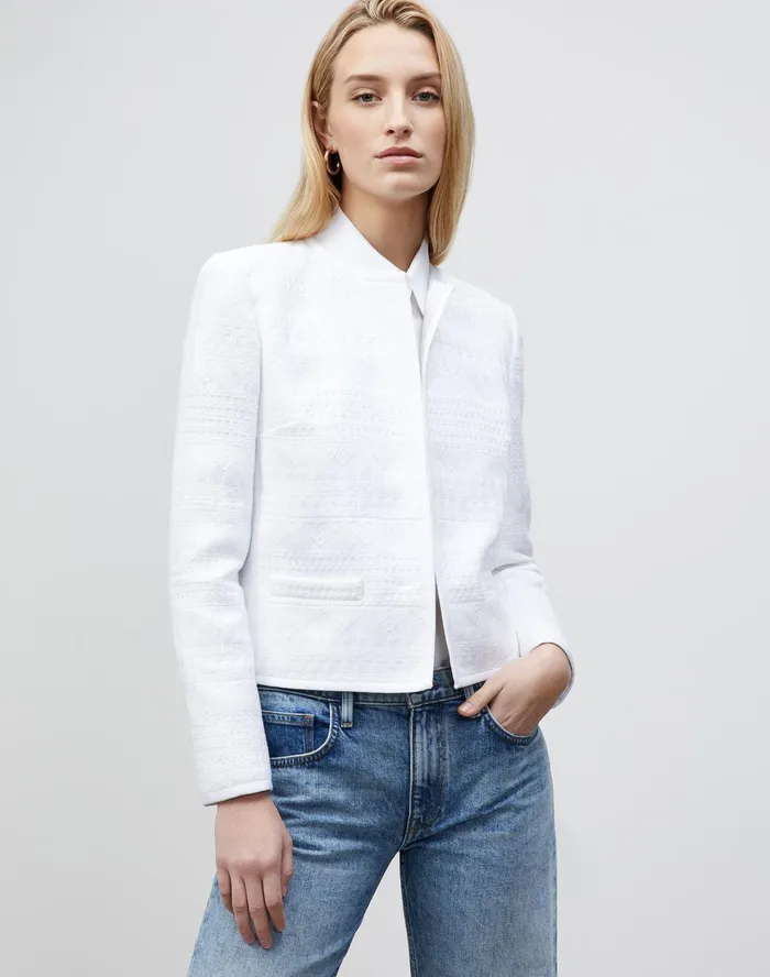 Women Lafayette 148 New York Jackets and Blazers PlusSize Kade Jacket In Mixed Stitch Tweed White Women Lafayette 148 New York Jackets and Blazers PlusSize Kade Jacket In Mixed Stitch Tweed White