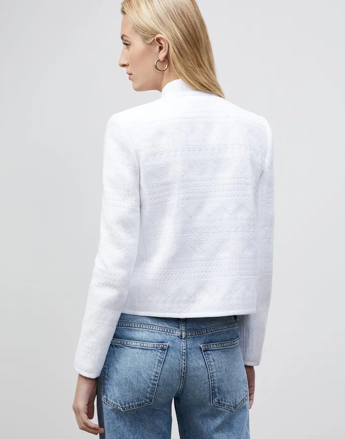 Women Lafayette 148 New York Jackets and Blazers PlusSize Kade Jacket In Mixed Stitch Tweed White