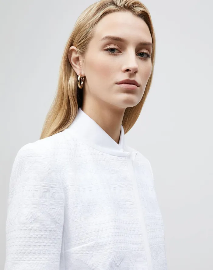 Women Lafayette 148 New York Jackets and Blazers PlusSize Kade Jacket In Mixed Stitch Tweed White