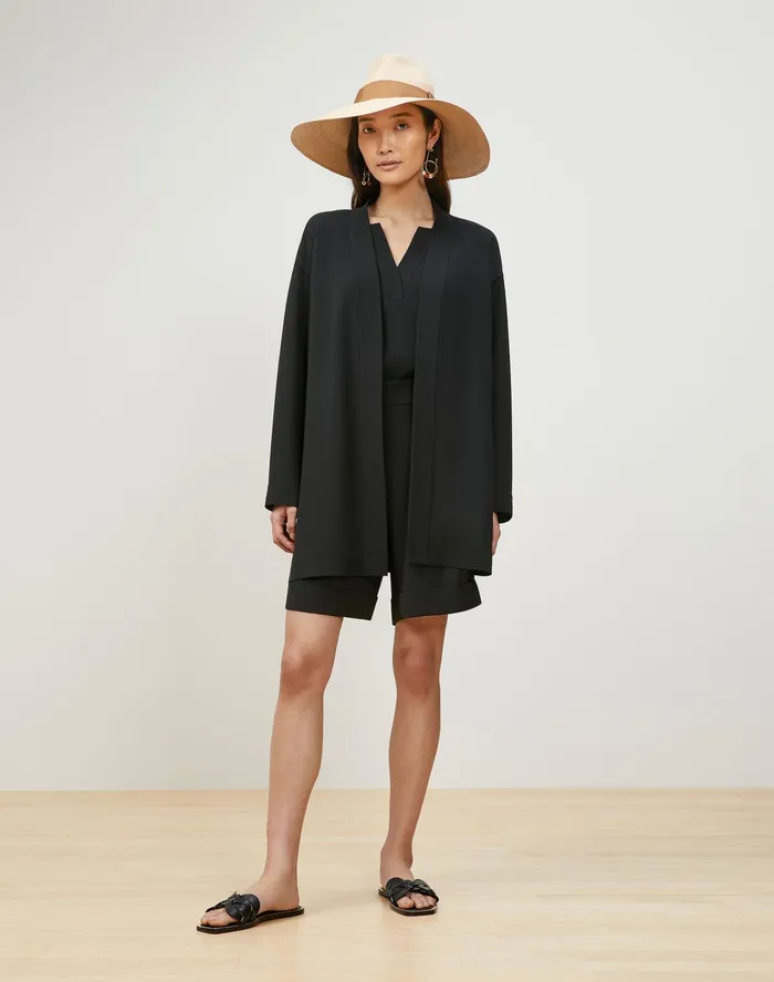 Women Lafayette 148 New York Jackets and Blazers Reese Jacket In Finesse Crepe Black