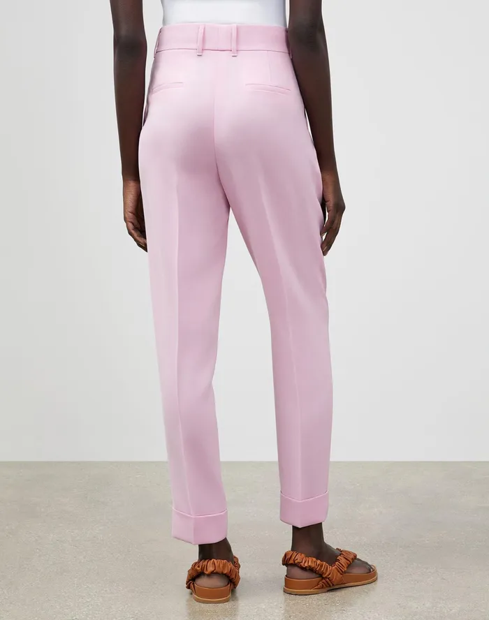 Women Lafayette 148 New York Pants and Shorts Petite Ellis Pleated Pant In Finesse Crepe Dahlia
