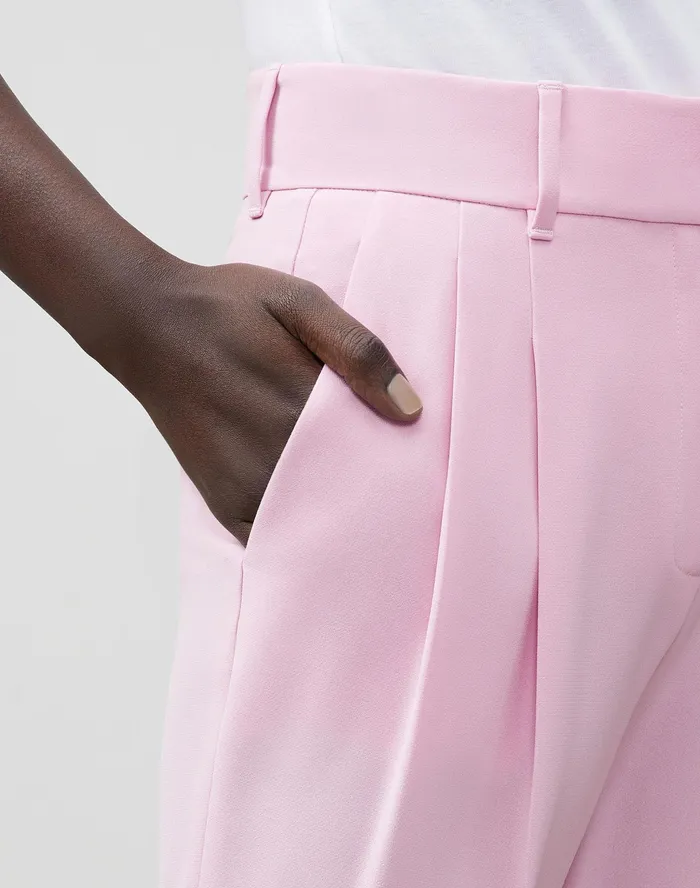 Women Lafayette 148 New York Pants and Shorts Petite Ellis Pleated Pant In Finesse Crepe Dahlia