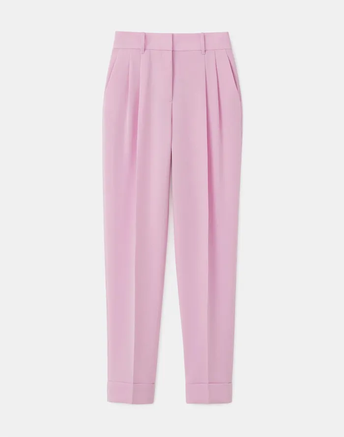 Women Lafayette 148 New York Pants and Shorts Petite Ellis Pleated Pant In Finesse Crepe Dahlia
