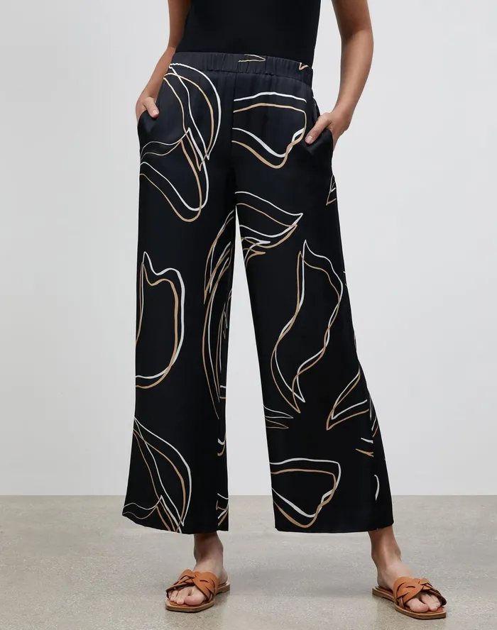 Women Lafayette 148 New York Pants and Shorts Petite Riverside Cropped Pant In Garden Contour Print Black Multi Women Lafayette 148 New York Pants and Shorts Petite Riverside Cropped Pant In Garden Contour Print Black Multi