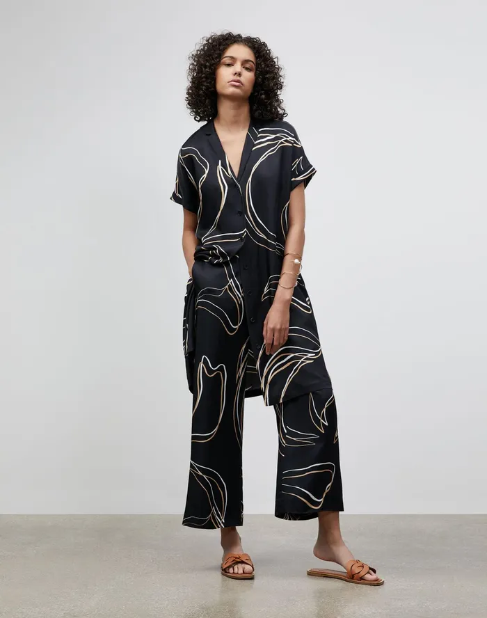 Women Lafayette 148 New York Pants and Shorts Petite Riverside Cropped Pant In Garden Contour Print Black Multi