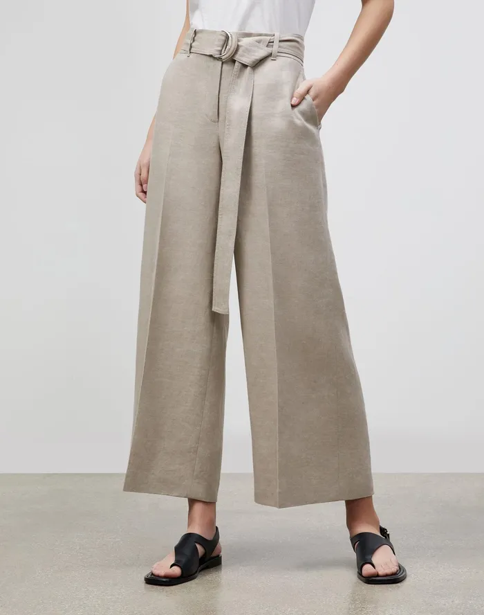 Women Lafayette 148 New York Pants and Shorts PlusSize Rockefeller WideLeg Pant In Lavish Linen Smoked Taupe Women Lafayette 148 New York Pants and Shorts PlusSize Rockefeller WideLeg Pant In Lavish Linen Smoked Taupe