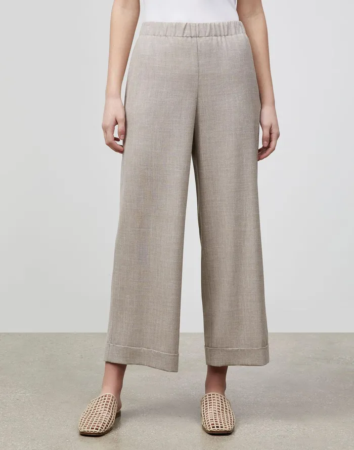 Women Lafayette 148 New York Pants and Shorts Riverside Cropped Pant In Italian Tropical Weave Smoked Taupe Melange Women Lafayette 148 New York Pants and Shorts Riverside Cropped Pant In Italian Tropical Weave Smoked Taupe Melange