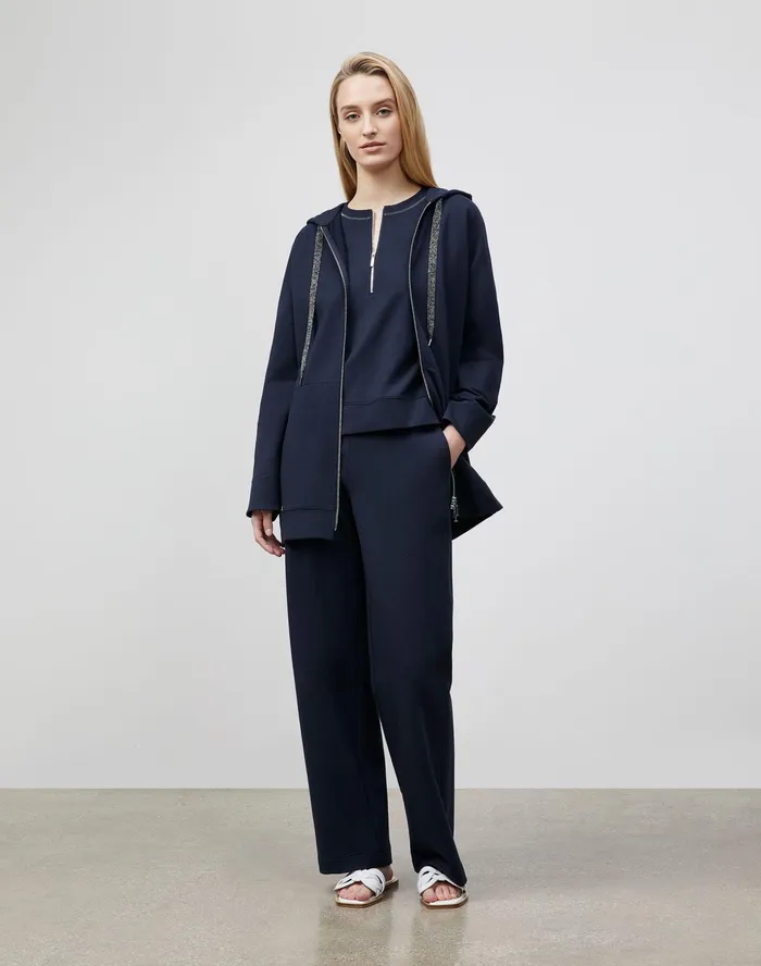 Women Lafayette 148 New York Pants and Shorts Webster Ankle Pant In Ultra Comfort French Terry Ink