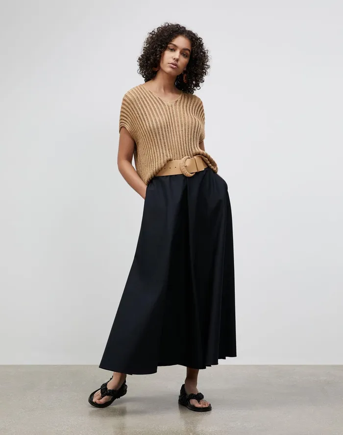 Women Lafayette 148 New York Skirts Petite Helena Skirt In Classic Stretch Cotton Black