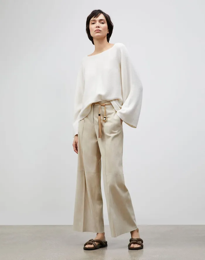 Women Lafayette 148 New York Sweaters KindCashmere Bateau Neck Sweater Cloud