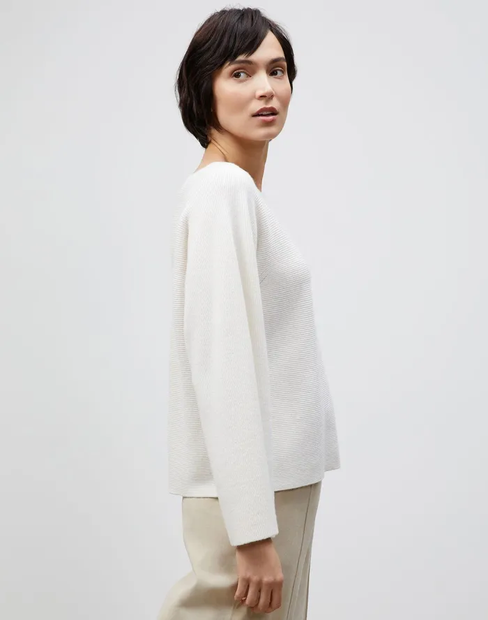 Women Lafayette 148 New York Sweaters KindCashmere Bateau Neck Sweater Cloud