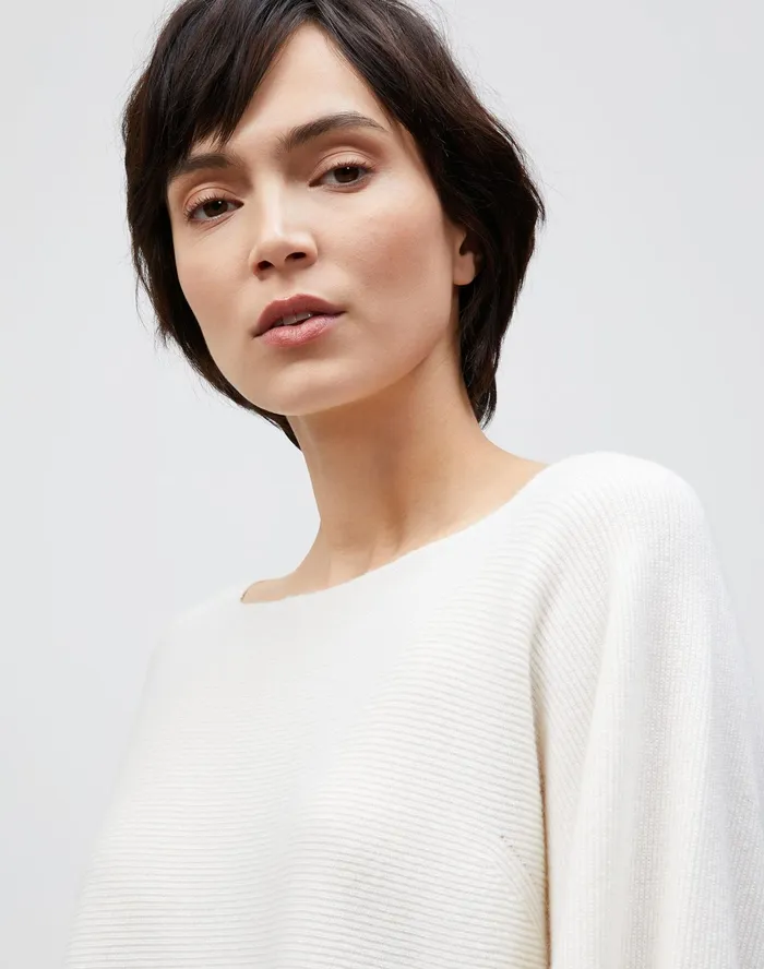 Women Lafayette 148 New York Sweaters KindCashmere Bateau Neck Sweater Cloud