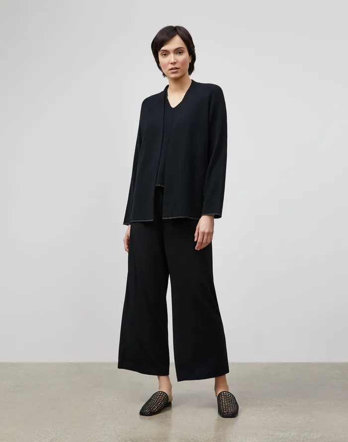Women Lafayette 148 New York Sweaters Petite KindCashmere Raglan Sleeve Cardigan Black