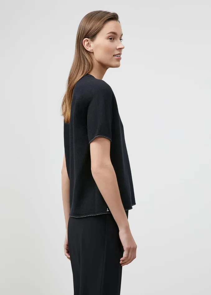 Women Lafayette 148 New York Sweaters Petite KindCashmere Raglan Sleeve VNeck Sweater Black