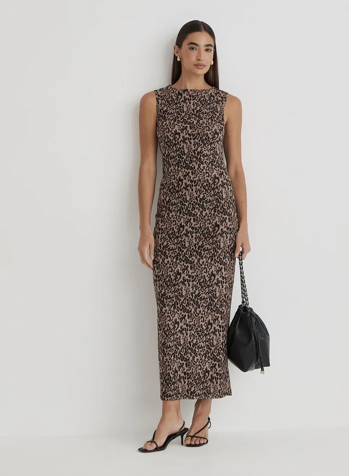 Women Leopard Print Mesh Maxi Dress Derry 4th and Reckless Dresses