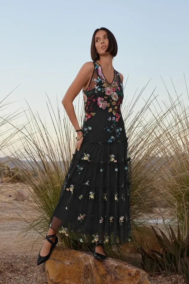 Women LILLIANA MESH DRESS Black Johnny Was Dresses Women LILLIANA MESH DRESS Black Johnny Was Dresses