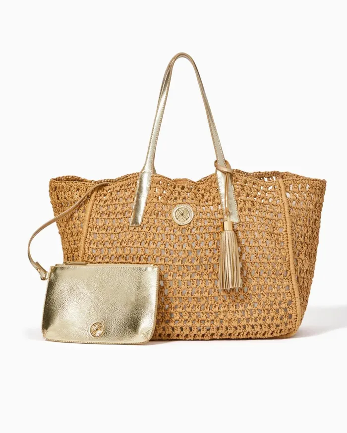 Women Lilly Pulitzer Bags Isobel Straw Tote Natural