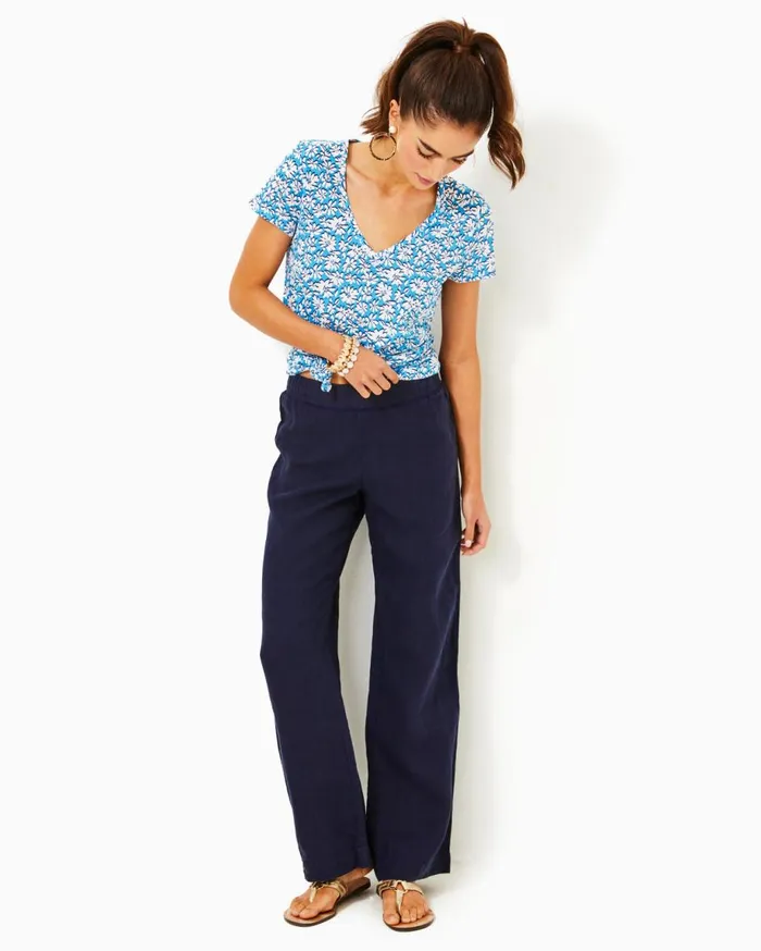 Women Lilly Pulitzer Bottoms 31034 Deri Linen Palazzo Pant True Navy X True Navy Women Lilly Pulitzer Bottoms 31034 Deri Linen Palazzo Pant True Navy X True Navy