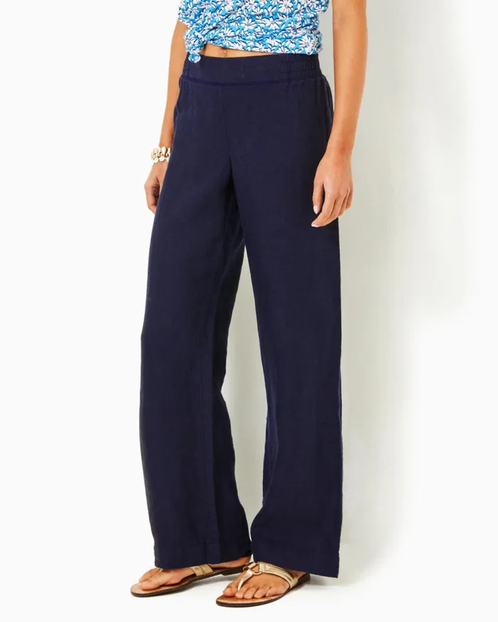 Women Lilly Pulitzer Bottoms 31034 Deri Linen Palazzo Pant True Navy X True Navy Women Lilly Pulitzer Bottoms 31034 Deri Linen Palazzo Pant True Navy X True Navy
