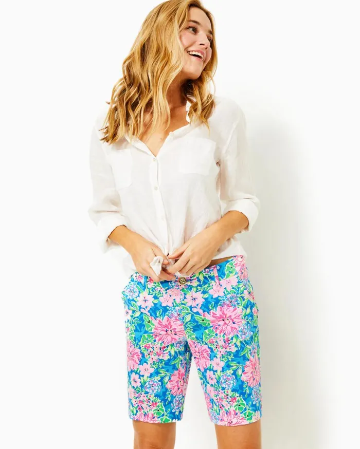 Women Lilly Pulitzer Bottoms 9034 Natia Knit Short Multi Spring In Your Step
