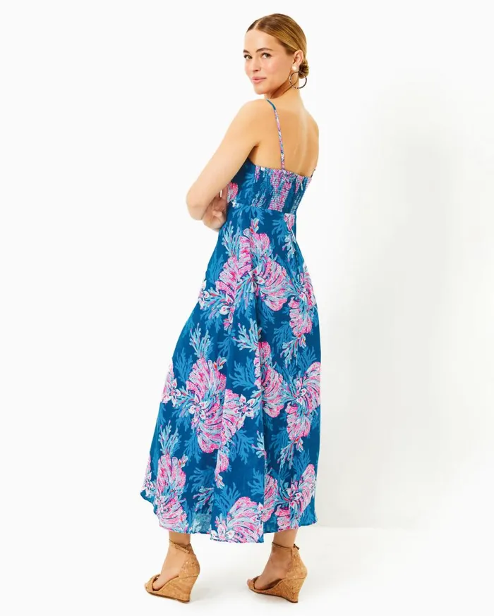 Women Lilly Pulitzer Dresses Ameilia Elbow Sleeve Midi Dress Low Tide Navy Bouquet All Day Engineered Woven Dress Women Lilly Pulitzer Dresses Ameilia Elbow Sleeve Midi Dress Low Tide Navy Bouquet All Day Engineered Woven Dress