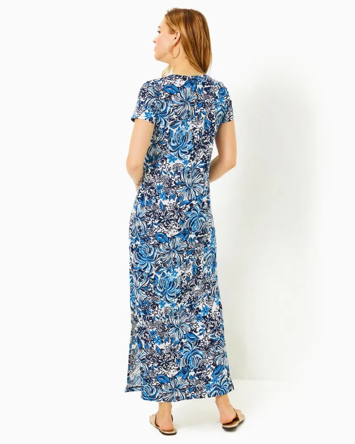 Women Lilly Pulitzer Dresses Ameilia Elbow Sleeve Midi Dress Low Tide Navy Bouquet All Day Engineered Woven Dress Women Lilly Pulitzer Dresses Ameilia Elbow Sleeve Midi Dress Low Tide Navy Bouquet All Day Engineered Woven Dress