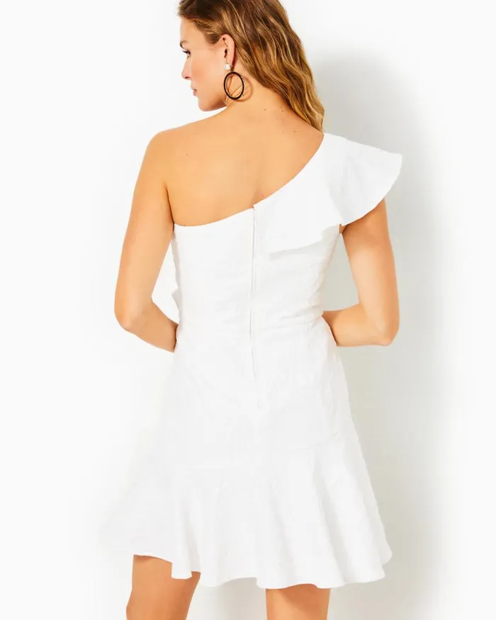 Women Lilly Pulitzer Dresses Arlana OneShoulder Romper Resort White Caliente Pucker Jacquard Women Lilly Pulitzer Dresses Arlana OneShoulder Romper Resort White Caliente Pucker Jacquard