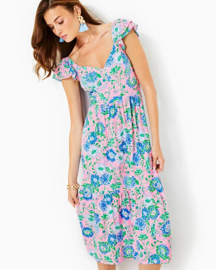 Women Lilly Pulitzer Dresses Bayleigh Midi Dress Multi Grove Garden Women Lilly Pulitzer Dresses Bayleigh Midi Dress Multi Grove Garden