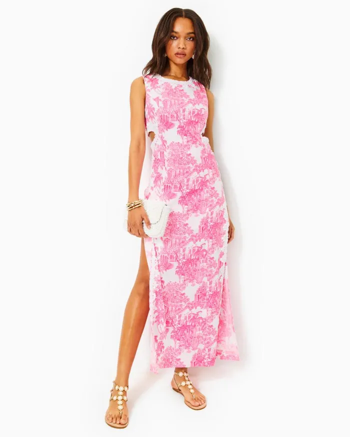 Women Lilly Pulitzer Dresses Harlyn Maxi Romper Resort White Pb Anniversary Toile