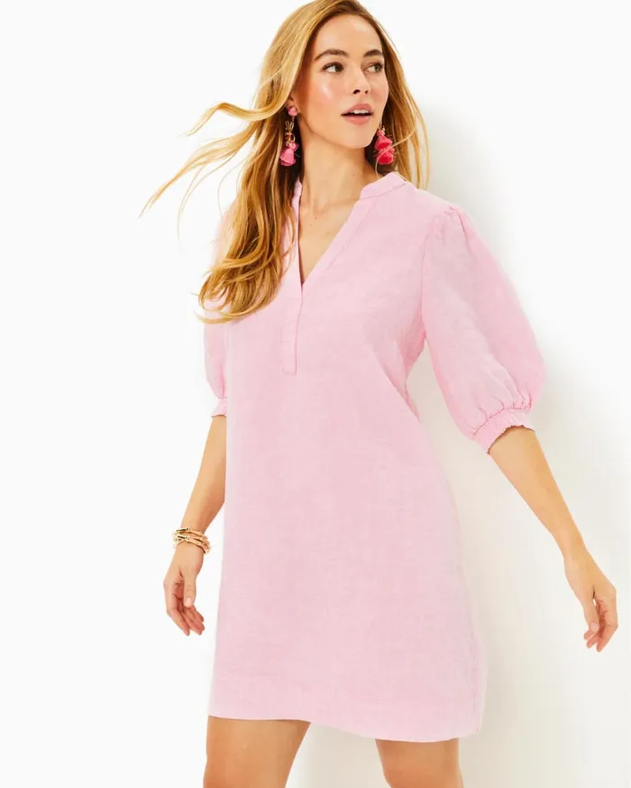 Women Lilly Pulitzer Dresses Mialeigh Linen Dress Barton Blue