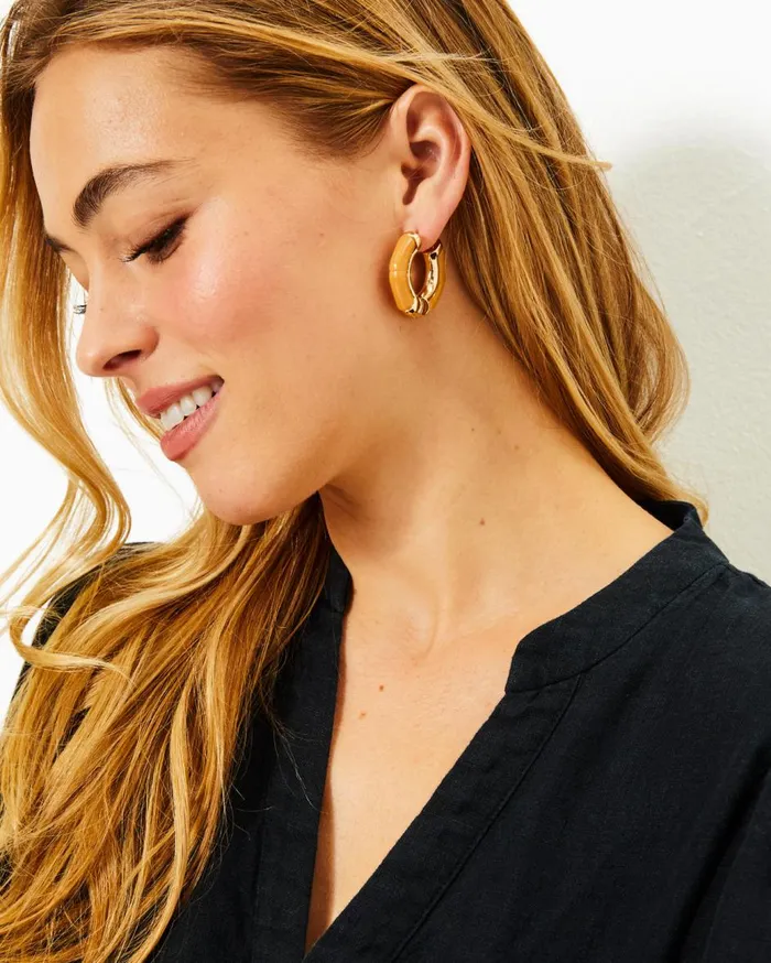 Women Lilly Pulitzer Jewelry Oyster Bay Hoop Earrings Rattan Women Lilly Pulitzer Jewelry Oyster Bay Hoop Earrings Rattan