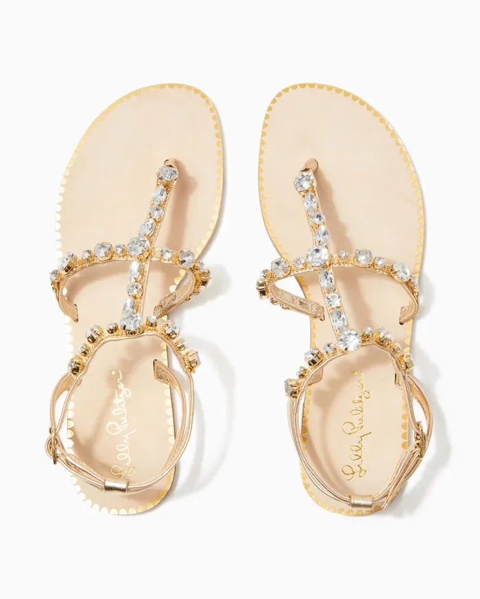 Women Lilly Pulitzer Shoes Abbi Leather Sandal Gold Metallic Women Lilly Pulitzer Shoes Abbi Leather Sandal Gold Metallic