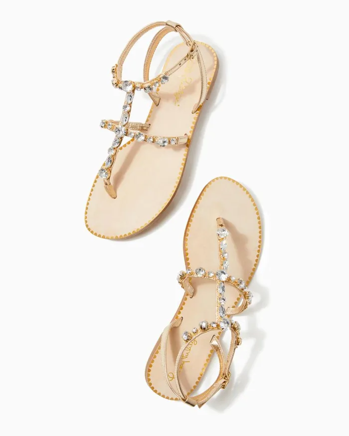 Women Lilly Pulitzer Shoes Abbi Leather Sandal Gold Metallic Women Lilly Pulitzer Shoes Abbi Leather Sandal Gold Metallic