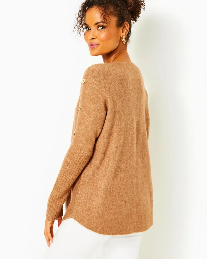 Women Lilly Pulitzer Tops Arna Pullover Sweater Heathered Rattan Women Lilly Pulitzer Tops Arna Pullover Sweater Heathered Rattan